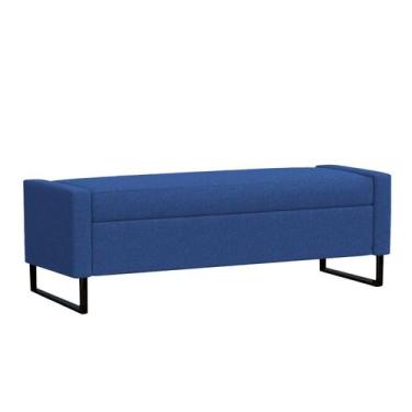 Imagem de Recamier Bau Paris Base de Metal 1,20m Suede Azul marinho - Inova Deco