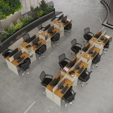 Imagem de Estação De Trabalho 16 Lugares Tech Office 16 Mesas 12 Armár - Off White E Cedro Off White E Cedro