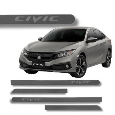 Imagem de Jogo Friso Lateral Honda Civic Ponta Redonda Grafia Cores, Cinza Palad