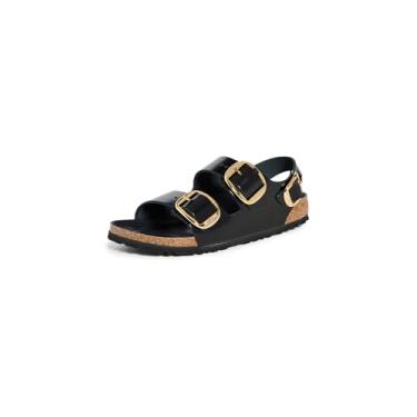 Imagem de Birkenstock Sandálias femininas Milano com fivela grande, preto de alto brilho, 7 M EUA