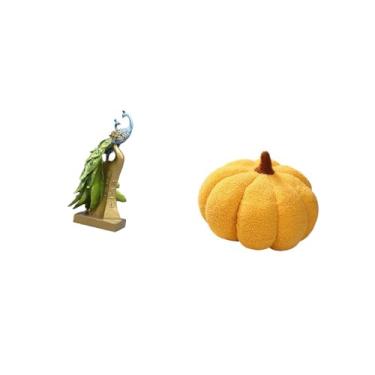 Imagem de Fenteer Estátua de Pavão E Abóbora, Animal, Escultura, Travesseiro, Ornamento, Estatueta Decorativa, Almofada para Mesa, Entrada, Mesa, Peça Central, Escritór