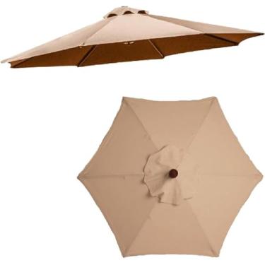 Imagem de Guarda-sóis De Jardim Substituição Do Dossel Guarda-sol Basculante Sun Shade Canopy Dossel De Poliéster Octogonal Portátil 2,7/3,0 M Cobrem Uma Grande área De Proteção U, Khaki, 2.7m 6 ribs