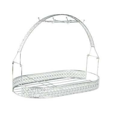 Imagem de Generic Acessórios para escorredor de garrafas, luxuoso, para casa, para 6 xícaras, presente, economia de espaço, para de cozinha, ferro, organizador, Oval Prata