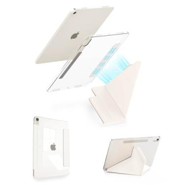 Imagem de Feams Capa Y Fold para iPad mini 7 A17 Pro 2024/iPad Mini 6 2021 de 8,3 polegadas, suporte em forma de Y, capa frontal magnética destacável com fecho magnético e hibernação automática, branco creme