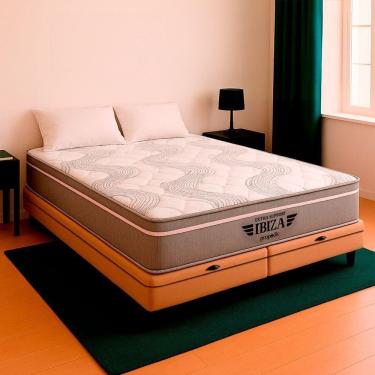 Imagem de Cama Box Baú Queen E Colchão Ibiza Molas Ensacadas V-store Bege