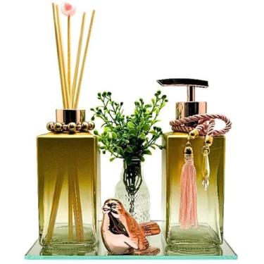 Imagem de Kit Lavabo Square Gold Aromatizador e Sabonete (ROSE)
