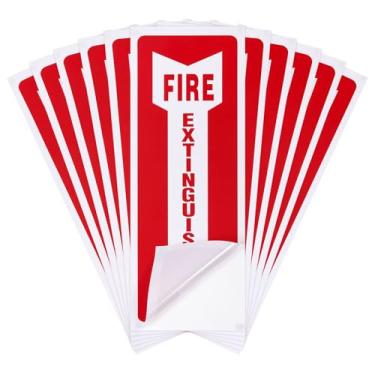 Imagem de PATIKIL Sinais de extinção de incêndio, pacote com 36, 30,5 x 10,2 cm, 31,5 mm, adesivo autoadesivo de vinil à prova d'água, placa de segurança protegida com seta para casa, cozinha, carro, barco