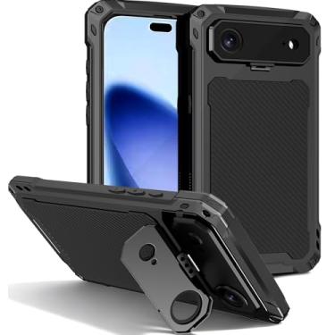 Imagem de NINKI Capa para iPhone Air com capa para câmera e suporte, capa de telefone de alumínio resistente à prova de choque de silicone metálico para iPhone 17 Air de 6,5 polegadas com protetor de tela para