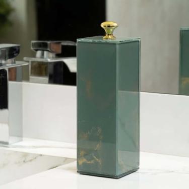 Imagem de Porta ESCOVA DE DENTE de vidro- EFEITO MÁRMORE (Verde com Dourado)