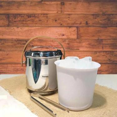 Imagem de Balde De Gelo Térmico Inox 2,3l Alça Em Couro Pinça - Forma