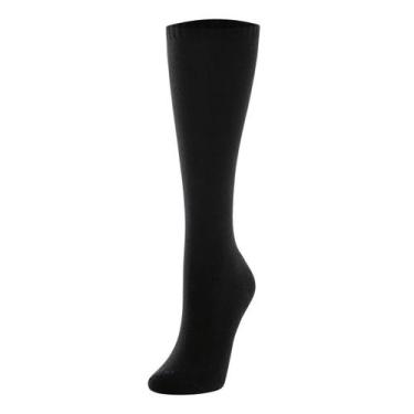 Imagem de Meia 3/4 Feminina Cano Alto She Casual Respirável Algodão, Preto, 34-3