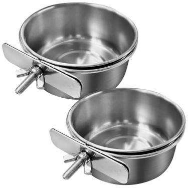 Imagem de Tfwadmx Xícaras de prato de alimentação de pássaros papagaio tigela de comida suporte de grampo copo de cozinha, tigela de água de gaiola de pássaro para periquito cinza africano calopsita conure Lovebird Budgie chinchila pacote com 2