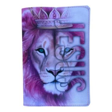 Imagem de Bíblia pequena Ntlh Leão Jesus Pink com índice - CENTRAL