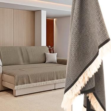 Imagem de Manta de Sofa, Manta para Sofa Grande, 4,00 X 1,8m Decorativa e Capa Protetora Algodão Artesanal Resistente e Duradouro(Marrom Café)
