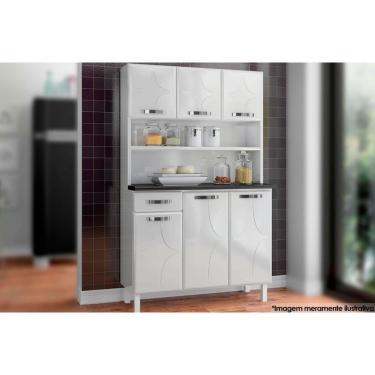 Imagem de Cozinha Compacta Rubi Smart C/ 6 Portas E 1 Gaveta 105cm Branco - Telasul
