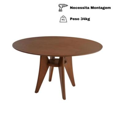 Imagem de Mesa Jantar Ipanema Redonda em Madeira Maciça com Tampo Lâminado 136cm