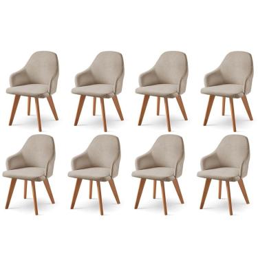 Imagem de Kit 8 Cadeiras para Mesa de Jantar Manuela Bege/Freijó