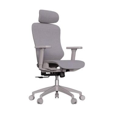 Imagem de Cadeira de Escritório Ergonômica Premium com Apoio Lombar Ajustável Rodas Anti Riscos Rasala Cinza