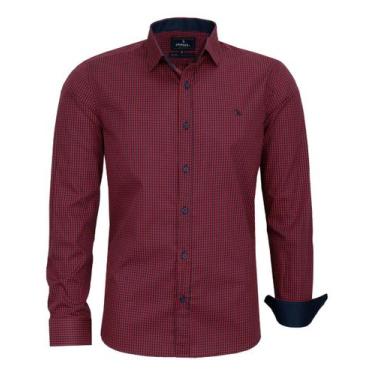 Imagem de Camisa Mini Xadrez Amil Masculina Slim Manga Longa Algodão Fio 50 Ref 