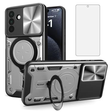 Imagem de Asuwish Capa de telefone para Samsung Galaxy A56 5G capa magnética para câmera deslizante com protetor de tela de vidro temperado e suporte de anel acessórios para celular híbrido fino A 56 56A LTE