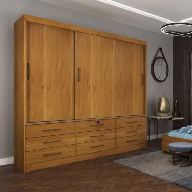 Imagem de Guarda Roupa 3 Portas 9 Gavetas Chicago Tcil Móveis Cor:cinamomo