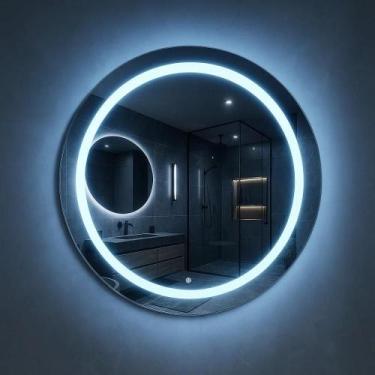 Imagem de Espelho Led Jateado Redondo Sala Quarto Banheiro Touch Bivolt - Cubas 