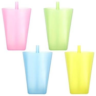 Imagem de jojofuny 4 peças de copos de canudo práticos com grande capacidade para beber água para crianças