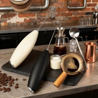 Imagem de 1 varinha de espumador de leite portátil, misturador de bebidas de aço inoxidável, mini máquina de espuma para lates, cappuccino, matcha e chocolate quente