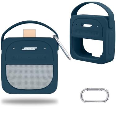 Imagem de Capa protetora de silicone para alto-falante Bluetooth portátil Bose SoundLink Micro 2ª geração, estojo de viagem portátil com mosquetão (azul escuro) - co2CREA