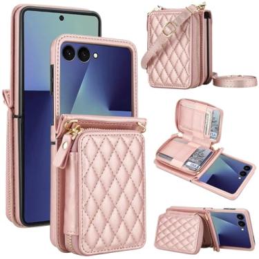 Imagem de Asuwish Capa de celular para Samsung Galaxy Z Flip 7 5G carteira celular com cordão de pulso alça transversal suporte de bloqueio RFID compartimento para cartão de crédito ZFlip 7Z Z7 G Flip7 ZFlip7