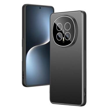 Imagem de POYUFRG Capa de metal para Honor Magic 8 Pro/Magic 8, capa de telefone fina antiderrapante antiderrapante com capa de proteção de lente envolvente completa, preta, 8