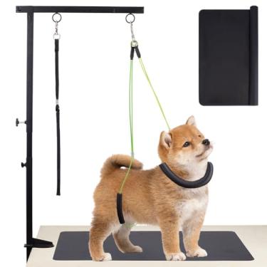 Imagem de OLYCRAFT Braço de tosa para cães com braçadeira ajustável para animais de estimação com tapete antiderrapante, braços de mesa dobráveis para cuidados com cães, sem suporte para sentar, laço para