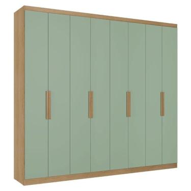 Imagem de Guarda Roupa Casal Milan 8 Portas Capuccino Menta Acetinado - Thb