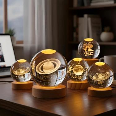 Imagem de Luminária De Mesa Bola De Cristal Sistema Solar Galáxia Cúpu