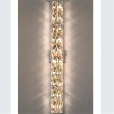 Imagem de Luminária de parede moderna e luxuosa em cristal com LED, ideal para sala de estar, quarto, cabeceira, casa de campo, hotel, escritório, escada e corredor (Estilo 24 D12H100CM)