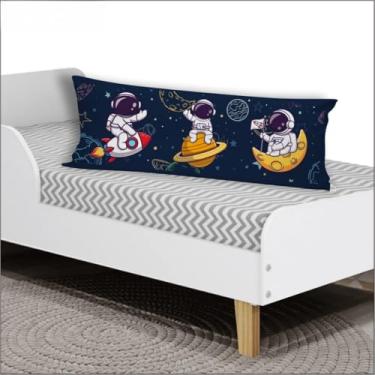 Imagem de Travesseiro de Corpo Personalizado 90x30cm com Fibra Siliconada – Estampa Astronauta para Cama de Solteiro (ASTRONAUTA-1483)