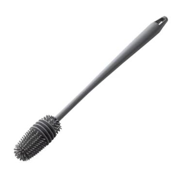 Imagem de Escova de Silicone para Limpeza Multiuso, Kit com 2 Unidades, Cinza, para Mamadeiras e Garrafas, com Cerdas em Espiral