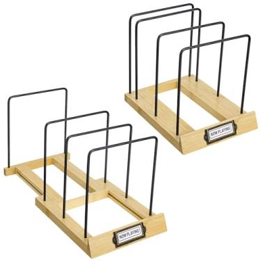 Imagem de Big Fudge Armazenamento de discos expansível de madeira de acácia de vinil – suporte de álbum LP e suporte de vinil resistente a arranhões – para organização e exibição de coleções de discos