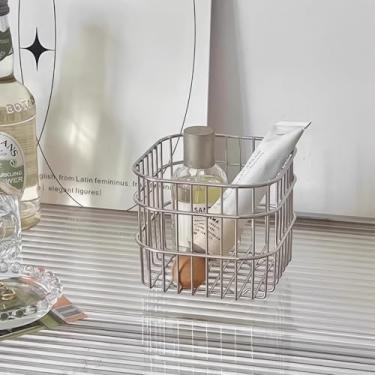 Imagem de Cesta organizadora de malha de aço inoxidável, suporte de escova de dentes para armazenamento de mesa de ferro, caneta multifuncional de pincéis de maquiagem, armazenamento de alimentos expresso, para