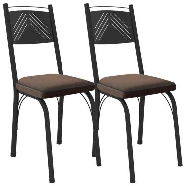 Imagem de Kit 2 Cadeiras Tubular Europa 151 Preto Assento Madeira Imbuia Artef Madeira Imbuia