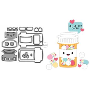 Imagem de DzIxY Matrizes de corte de metal para garrafa de medicamentos para kit de fabricação de cartões, papel em relevo, recortes, scrapbook, máquina, estêncil, bolsos de armazenamento, suprimentos