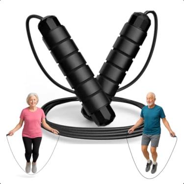 Imagem de Corda de pular 3 metros sem emaranhados, cabo de corda de salto rápido com rolamentos de esferas para mulheres, homens e crianças, corda de salto de aço ajustável com alças de espuma para fitness, exercícios em casa e corpo fino Crossfit