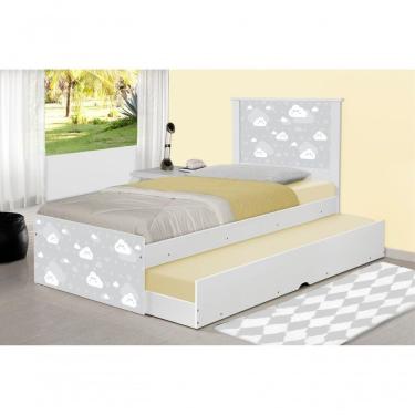 Imagem de Cama Solteiro Nuvem Cinza Menino E Menina Auxiliar E Colchão