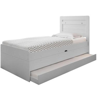 Imagem de Cama Baú Solteiro Branco Com Aux. Com Colchões