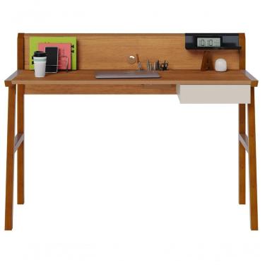 Imagem de Escrivaninha Mesa Para Computador Job Off White Com Nature - Imcal Móveis