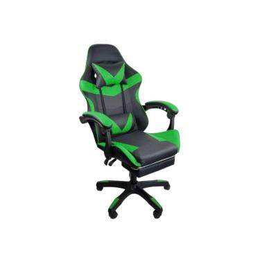 Imagem de Cadeira Gamer Stillus Ergonômica Com Apoio Para Os Pés - Preto E Verde