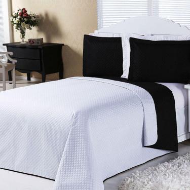 Imagem de Cobre Leito Dual Color Preto e Branco Casal 3 Peças Dourados Enxovais