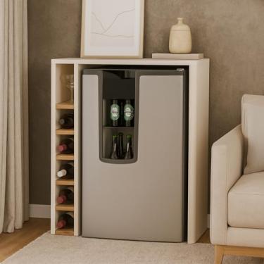 Imagem de Aparador Buffet Barzinho Adega Suporte Frigobar Cervejeira Stan Pérola Sala de Estar