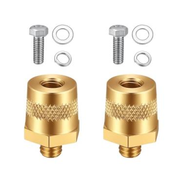 Imagem de Sandfren Conjunto de conectores de terminal de bateria de carro, 2 peças de bateria de veículo M8 roscados terminais laterais superiores adaptadores de poste, conversão de adaptador extensor de