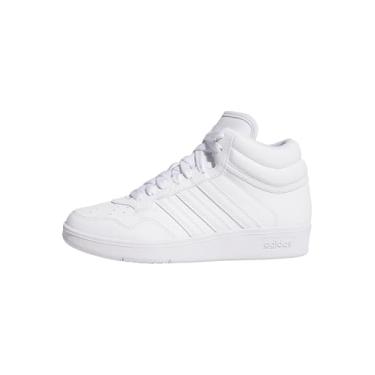 Imagem de adidas Tênis de basquete unissex infantil Hoops 4.0 cano médio, Branco/Preto, 7 Big Kid